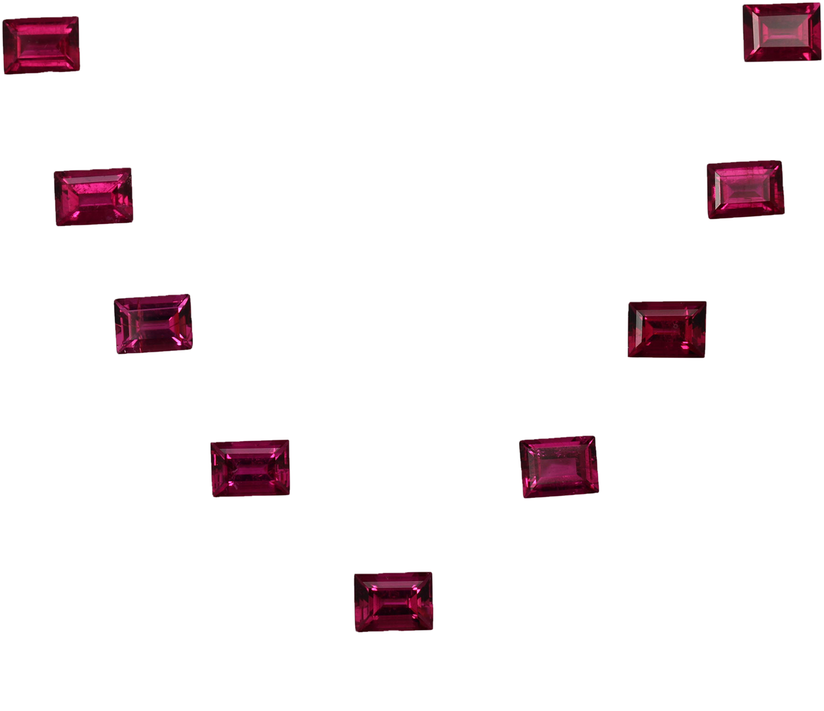 8x6mm Baguette Fuchsia Color Rubellite Suite
