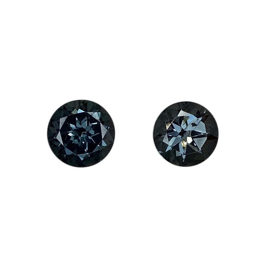 6mm Round Deep Grey Spinel Pair
