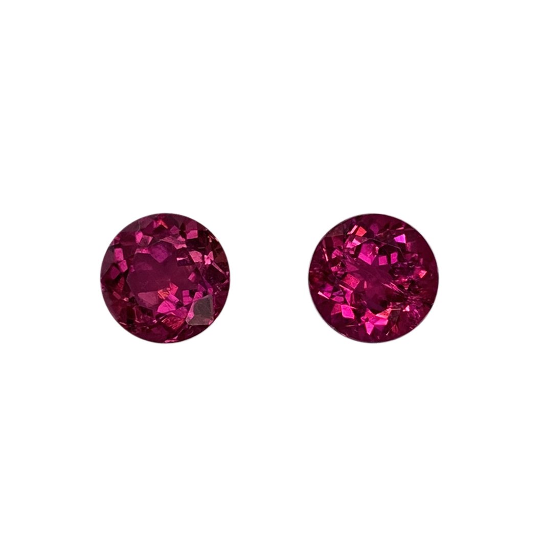 8mm Round Fuchsia Color Rubellite Pair