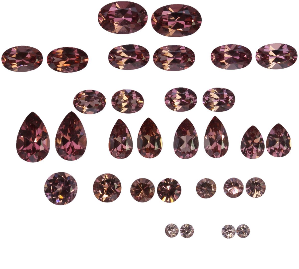 Mixed Shape Malaya Garnet samples