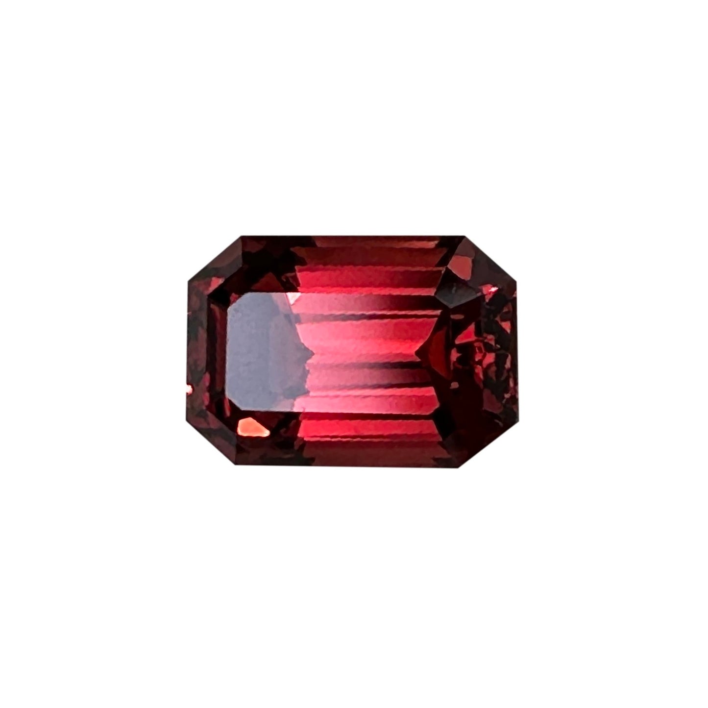 4.3ct Emerald Cut Deep Orange Malaya Garnet