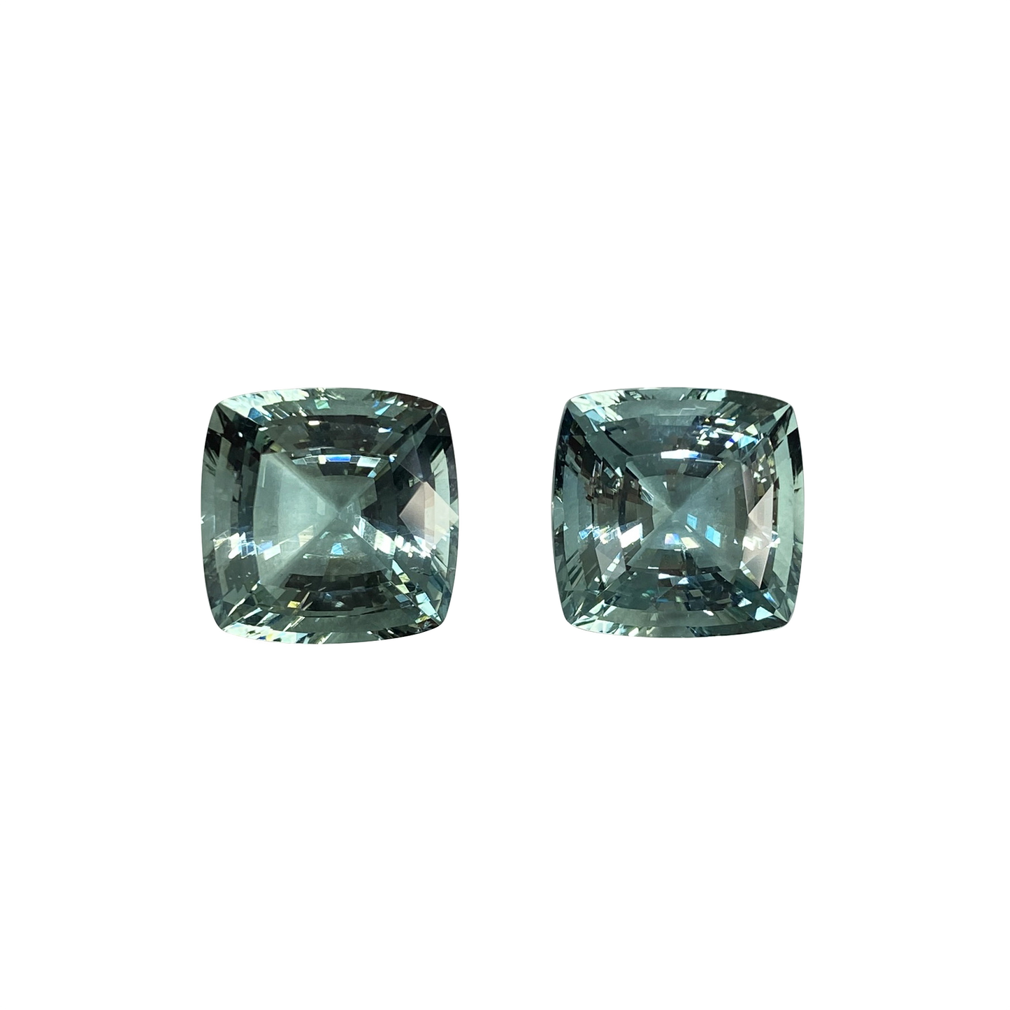 38.28ct Cushion Seafoam Beryl Pair