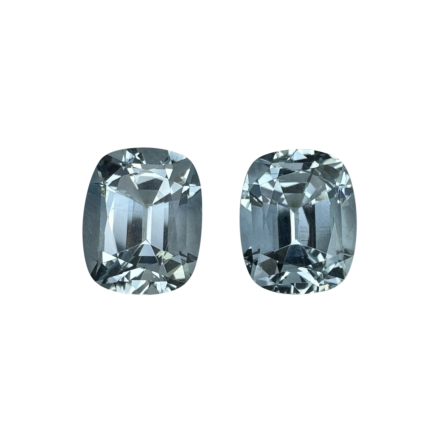10x8mm Cushion Very Light Aquamarine Pair