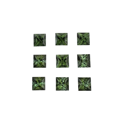 7mm Princess Cut Green Tourmaline