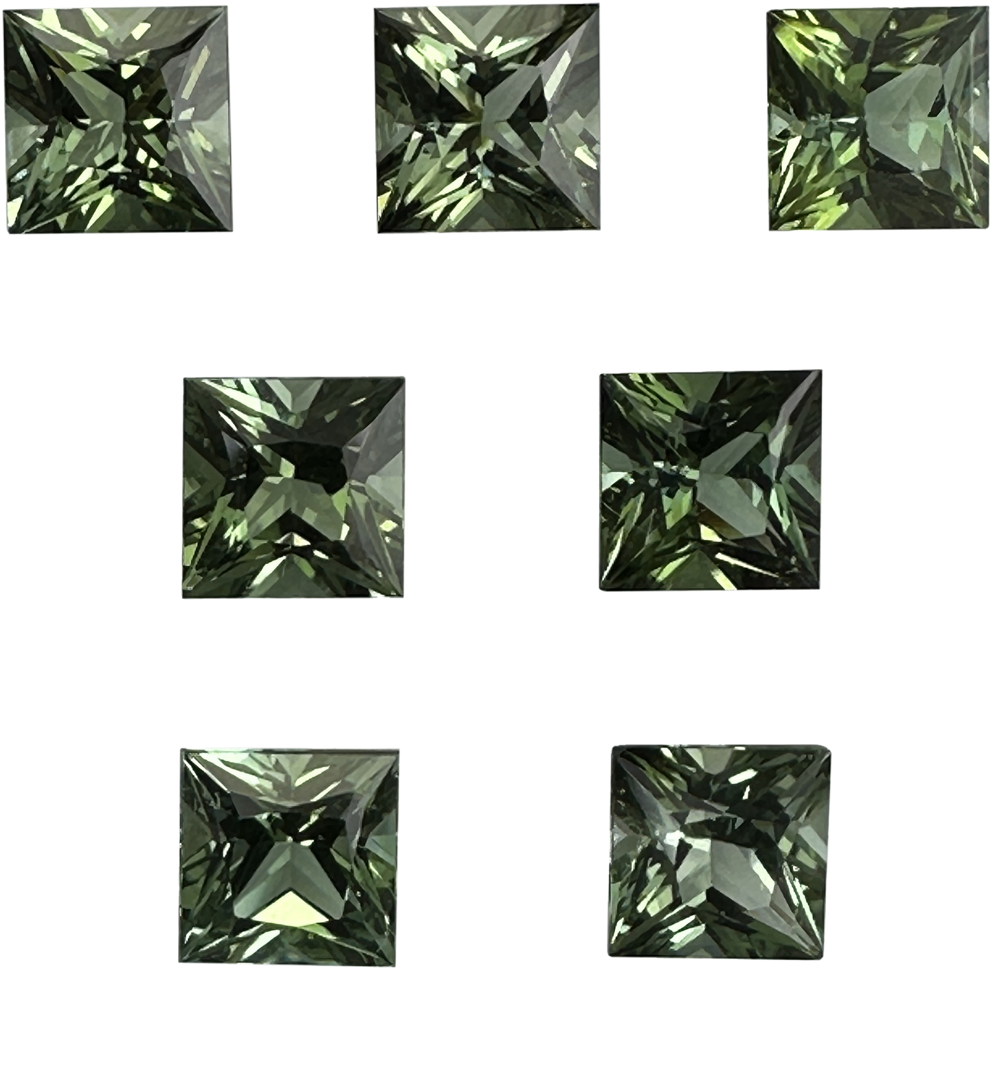 7mm Princess Cut Green Tourmaline
