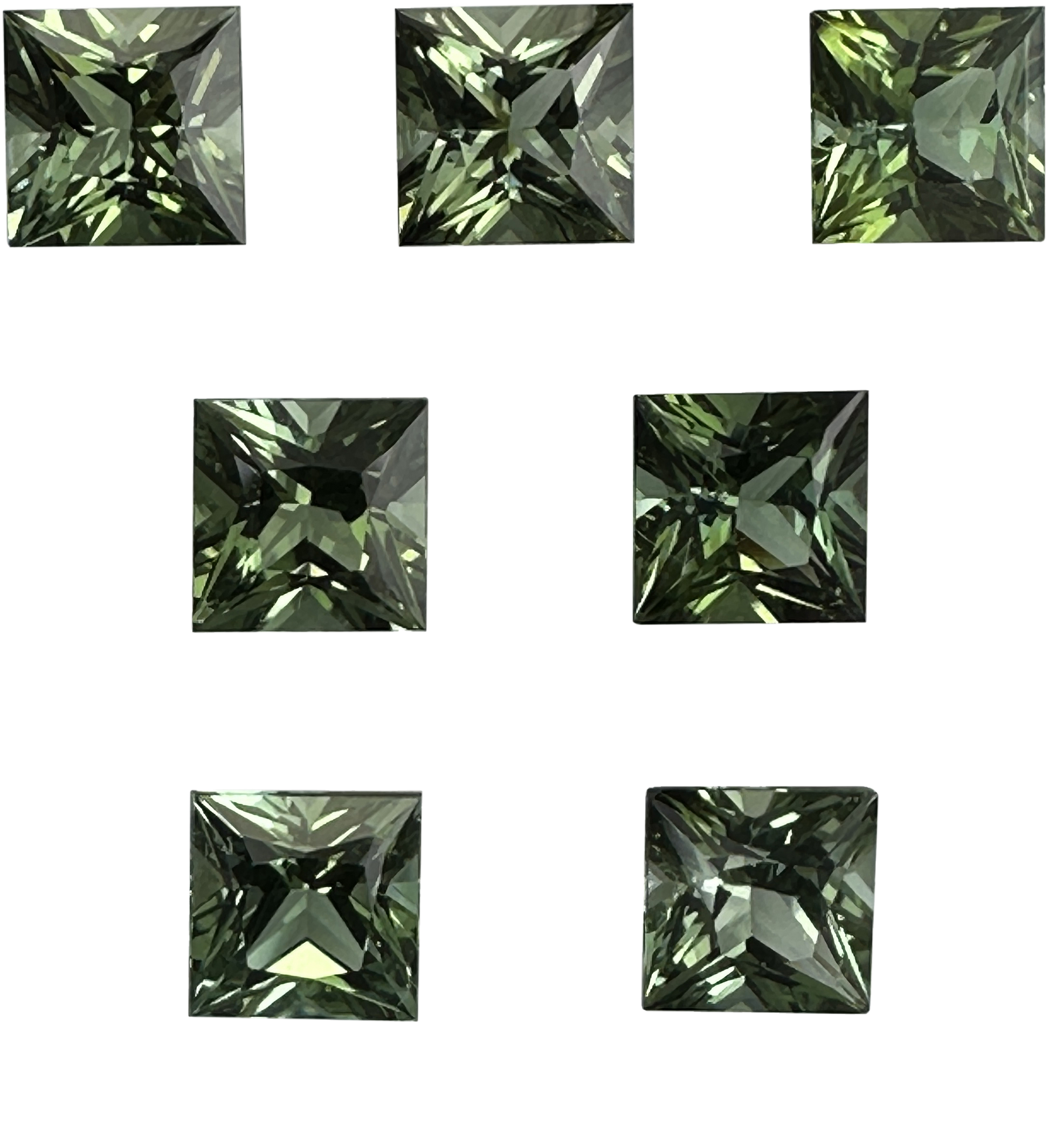 7mm Princess Cut Green Tourmaline