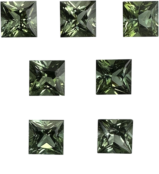 7mm Princess Cut Green Tourmaline