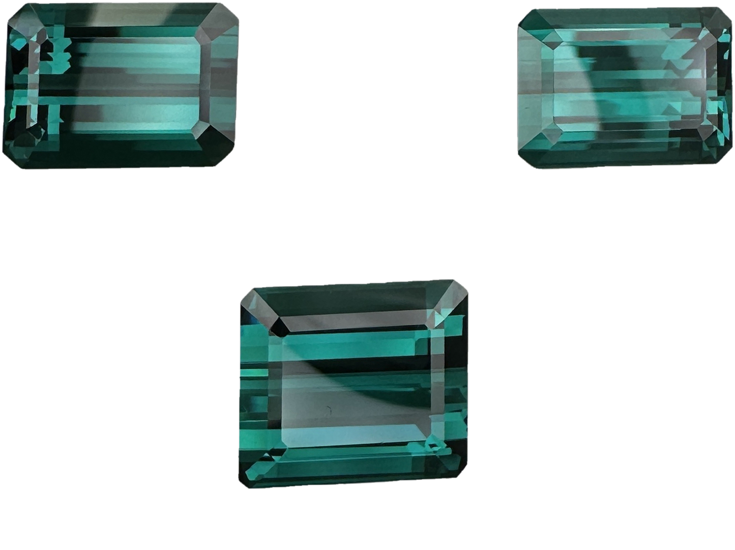 29.53ct Emerald Cut DB Color Indicolite Tourmaline Set