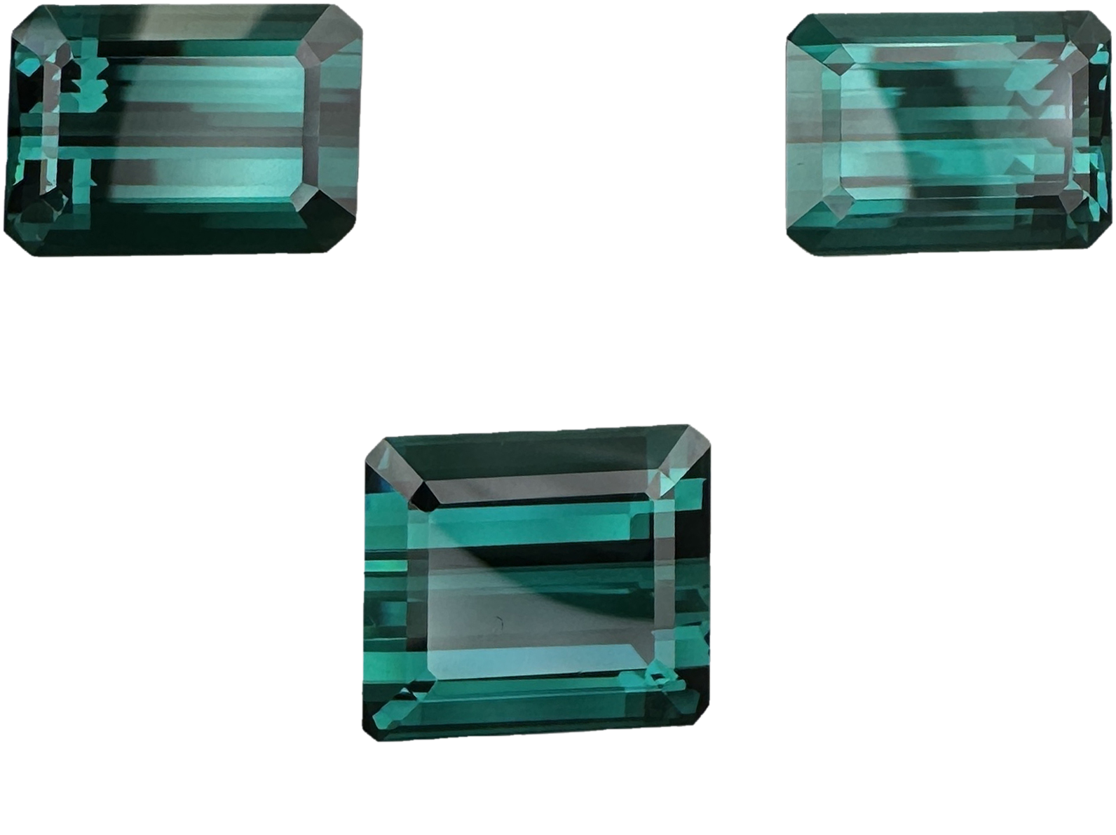 29.53ct Emerald Cut DB Color Indicolite Tourmaline Set