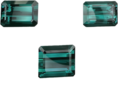 29.53ct Emerald Cut DB Color Indicolite Tourmaline Set