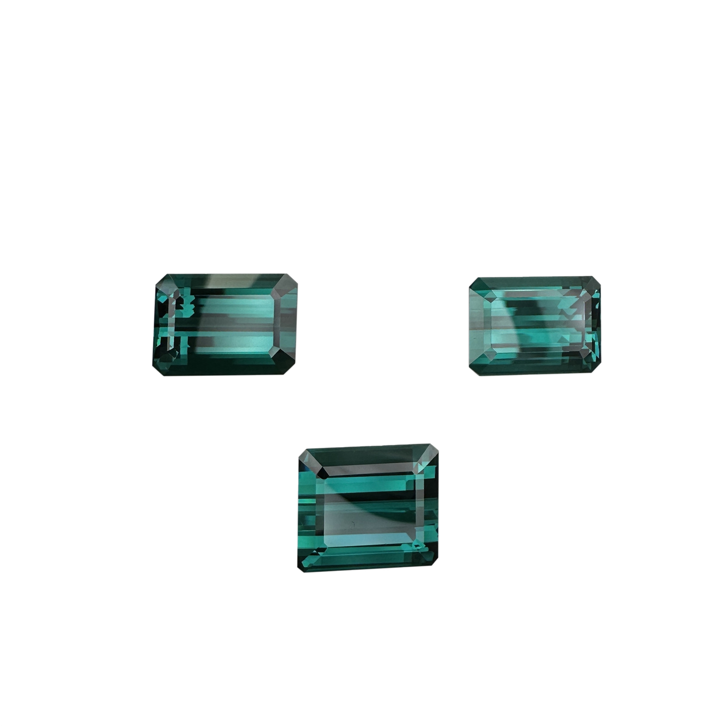 29.53ct Emerald Cut DB Color Indicolite Tourmaline Set