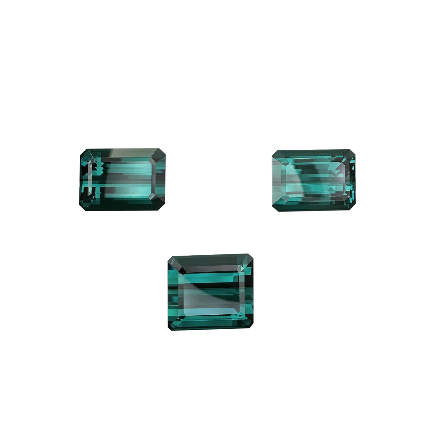 29.53ct Emerald Cut DB Color Indicolite Tourmaline Set