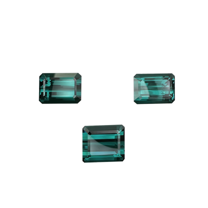 29.53ct Emerald Cut DB Color Indicolite Tourmaline Set