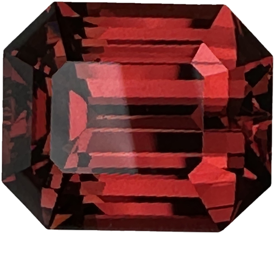 21.83ct Emerald Cut Deep Orange Malaya Garnet