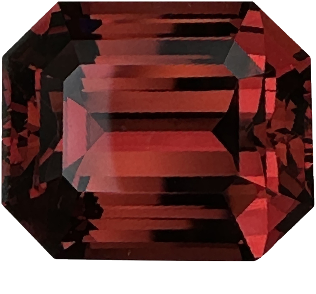 21.83ct Emerald Cut Deep Orange Malaya Garnet