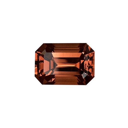 3.74ct Emerald Cut Medium Orange Malaya Garnet