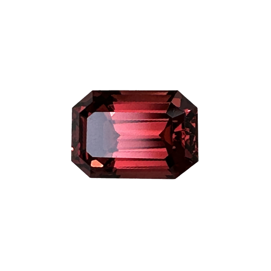4.3ct Emerald Cut Deep Orange Malaya Garnet