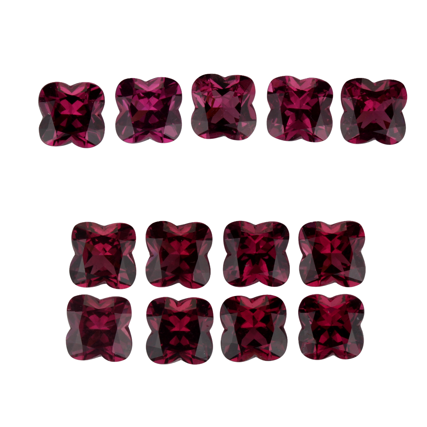 7mm Clover Cut Rhodolite Garnets