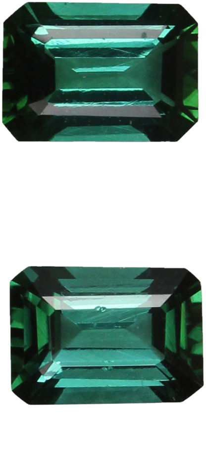 6.9x5mm Emerald Cut Medium Blue-Green Tourmaline Pair
