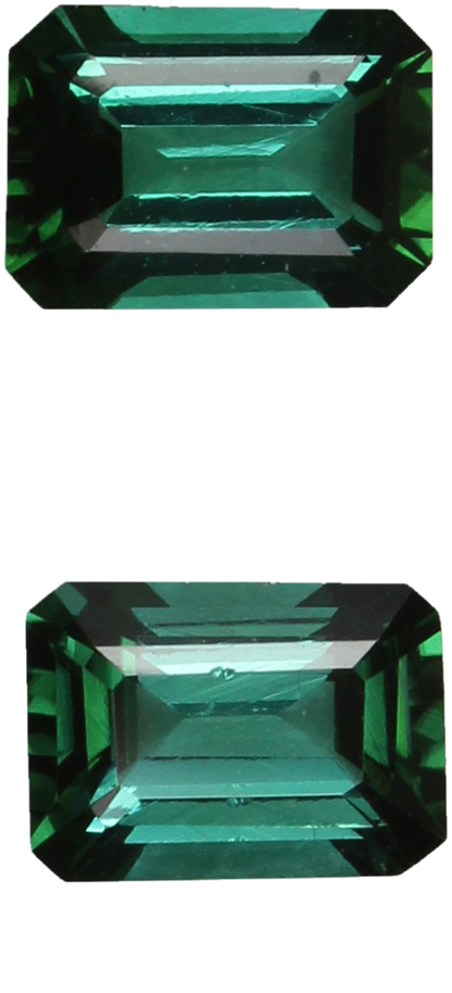 6.9x5mm Emerald Cut Medium Blue-Green Tourmaline Pair