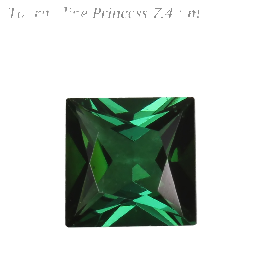 7.4mm Princess Cut Medium Blue-Green Tourmaline