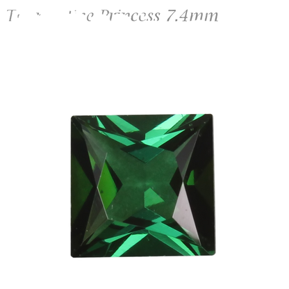 7.4mm Princess Cut Medium Blue-Green Tourmaline