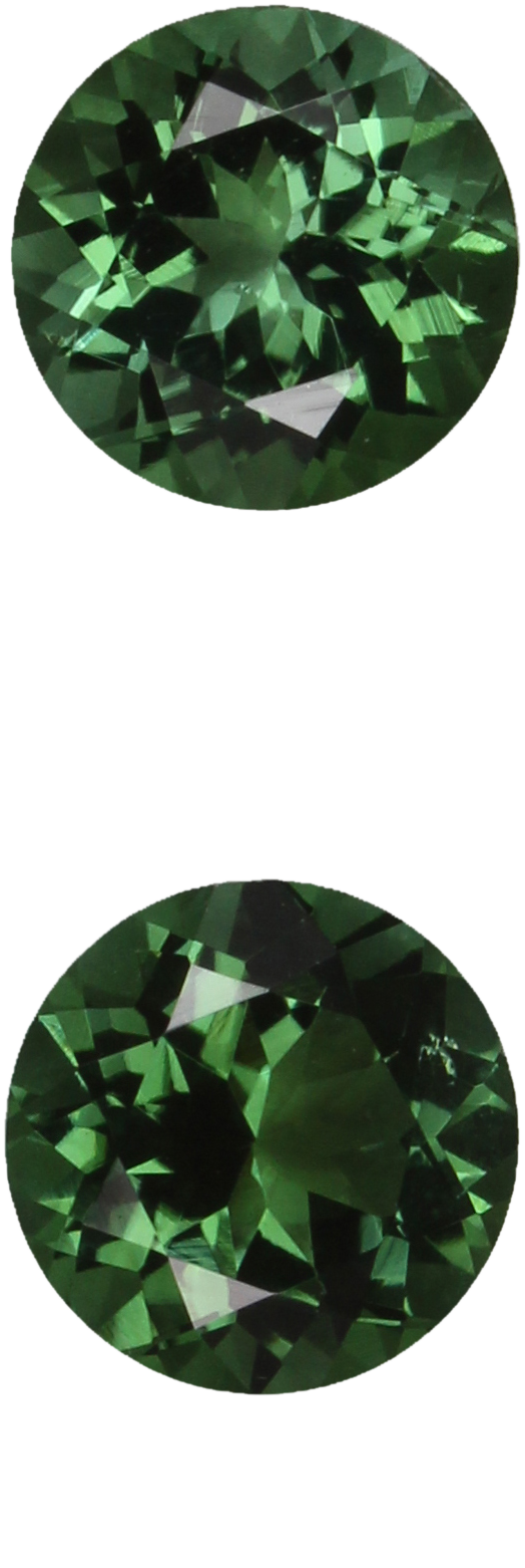 7mm Round Medium Blue-Green Tourmaline Pair