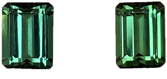 8x6mm Emerald Cut Medium Blue-Green Tourmaline Pair