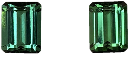 8x6mm Emerald Cut Medium Blue-Green Tourmaline Pair