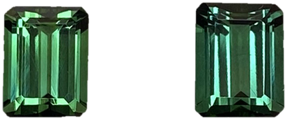 8x6mm Emerald Cut Medium Blue-Green Tourmaline Pair