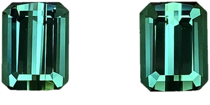 Emerald Cut Medium Blue-Green Tourmaline Pair