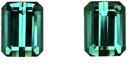 Emerald Cut Medium Blue-Green Tourmaline Pair