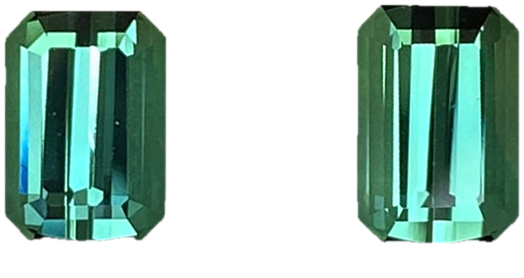 4.87ct Emerald Cut Medium Blue-Green Tourmaline Pair