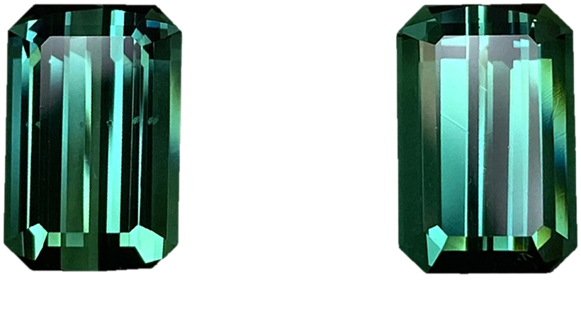 9.65ct Emerald Cut Medium Blue-Green Tourmaline Pair