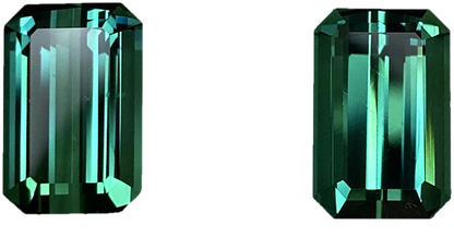 9.65ct Emerald Cut Medium Blue-Green Tourmaline Pair