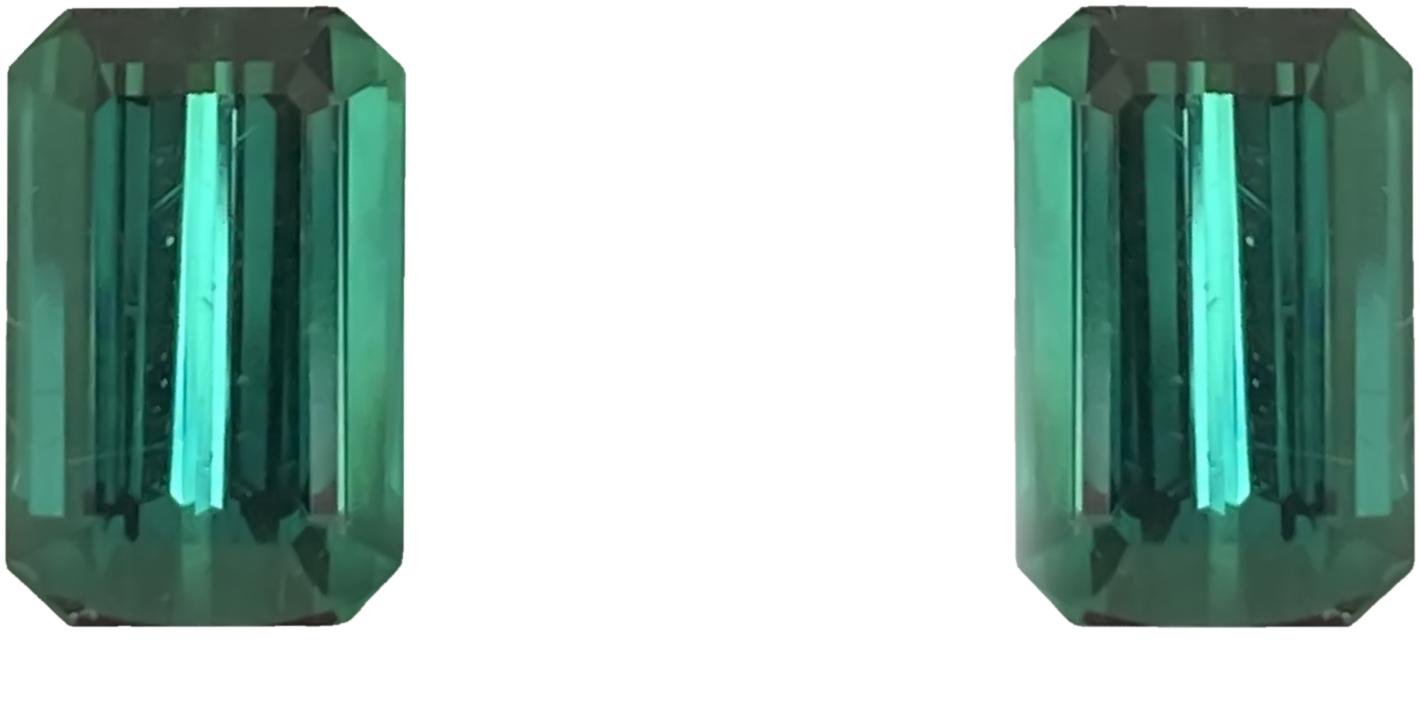 11.9ct Emerald Cut Medium Blue-Green Tourmaline Pair
