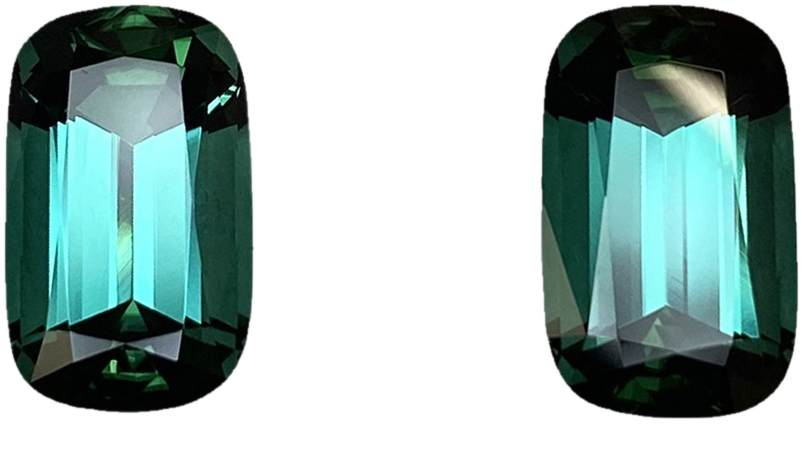 7.72ct Cushion Medium Blue-Green Tourmaline Pair