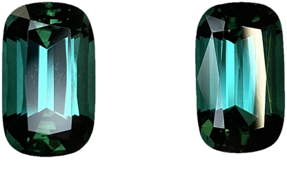 7.72ct Cushion Medium Blue-Green Tourmaline Pair