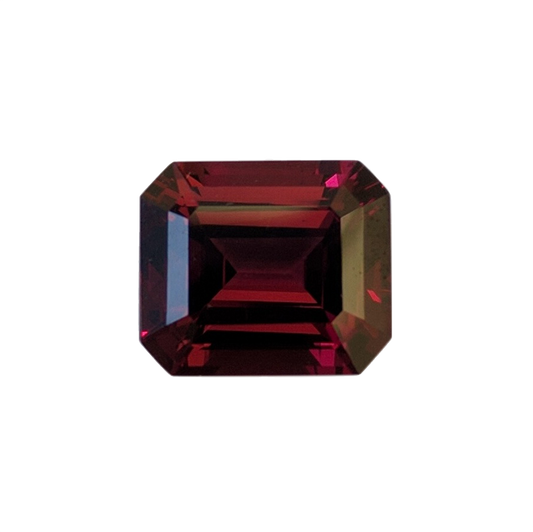 9.53ct Emerald Cut Deep Burgundy Rhodolite