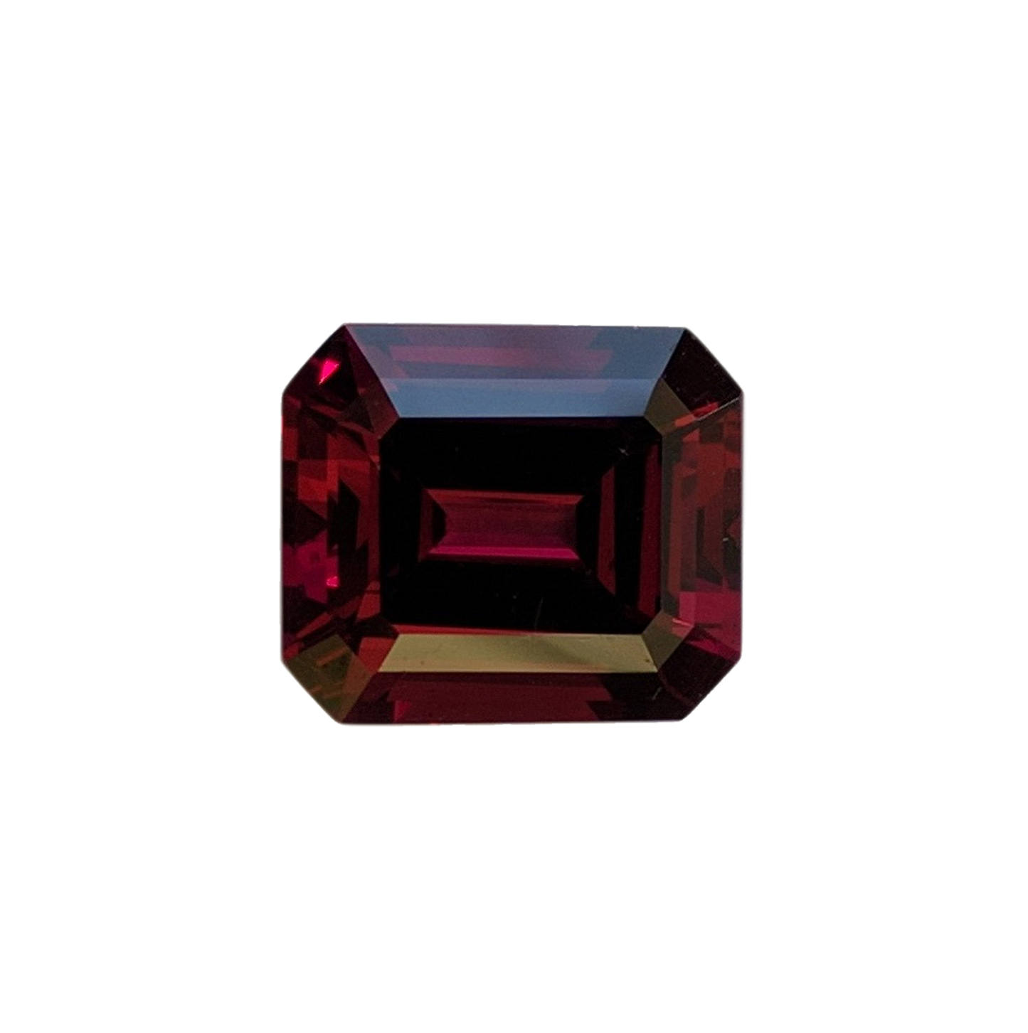 9.53ct Emerald Cut Deep Burgundy Rhodolite
