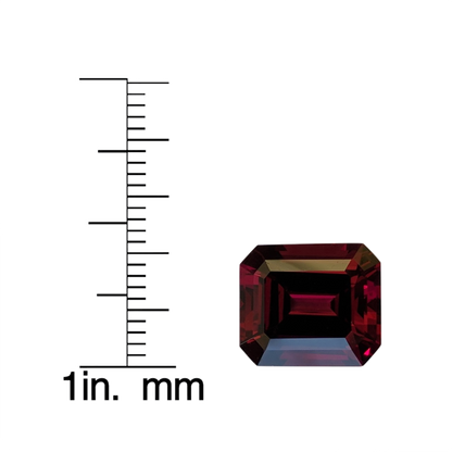 9.53ct Emerald Cut Deep Burgundy Rhodolite