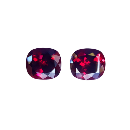 31.6ct Cushion Open Burgundy Rhodolite Pair