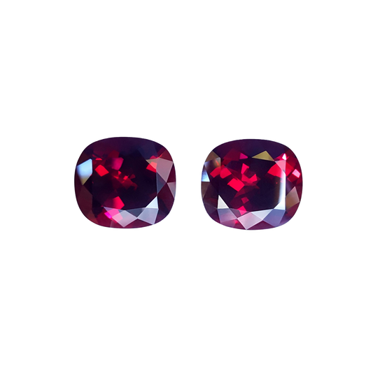 31.6ct Cushion Open Burgundy Rhodolite Pair