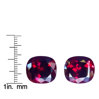 31.6ct Cushion Open Burgundy Rhodolite Pair