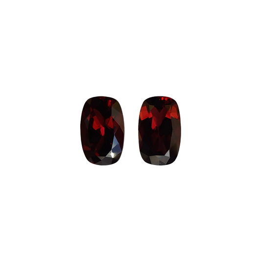 14.17ct Cushion Reddish Rhodolite Pair