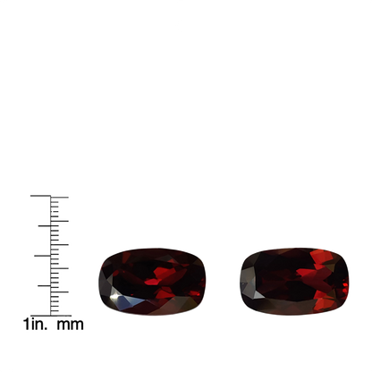 14.17ct Cushion Reddish Rhodolite Pair