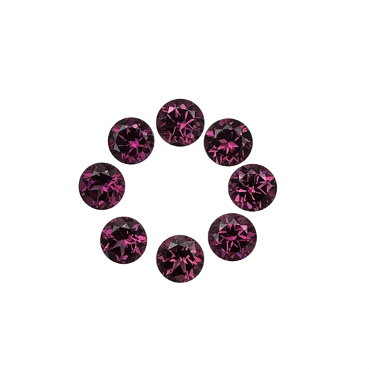 7mm Round Open Burgundy Rhodolite
