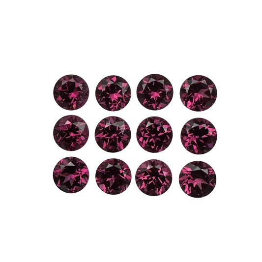 7mm Round Open Burgundy Rhodolite