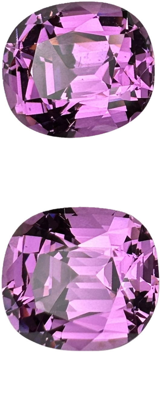 4ct Cushion Light Pink Rhodolite Pair