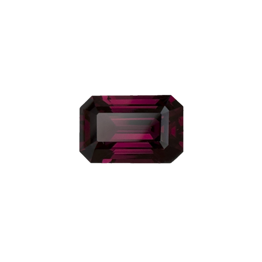 4.28ct Emerald Cut Open Burgundy Rhodolite